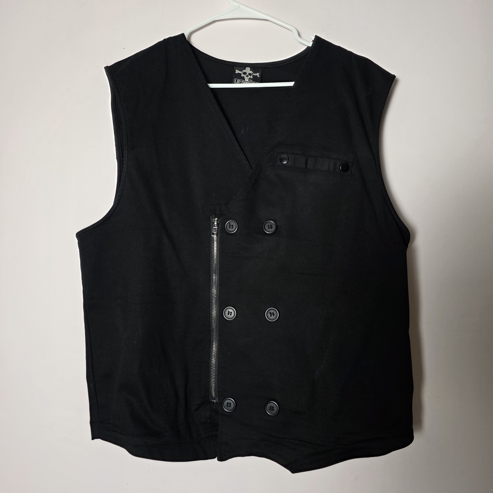Lip Service Black Moto Vest 2X Gothic Punk Industrial Zip Sleeveless Top Plus